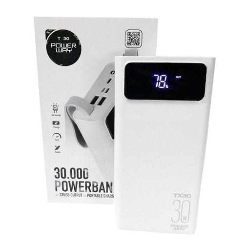Powerway 12165 TX30 30000 mAh 2A Çift Usb Dijital Ekran Powerbank