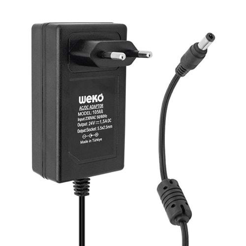 Weko 10568 24 Volt 1.5 Amper 36 Watt Plastik Kasa Priz Tipi Adaptör