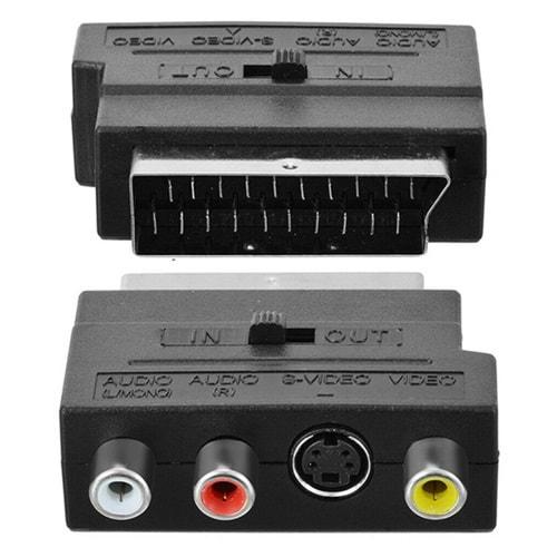 Elektromer 1143 Scart Adaptör Switch'li (İn-Out)