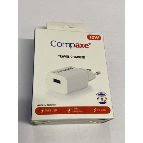 Compaxe CTA-521 10W 5V 2.1A Tek Usb Beyaz Adaptör