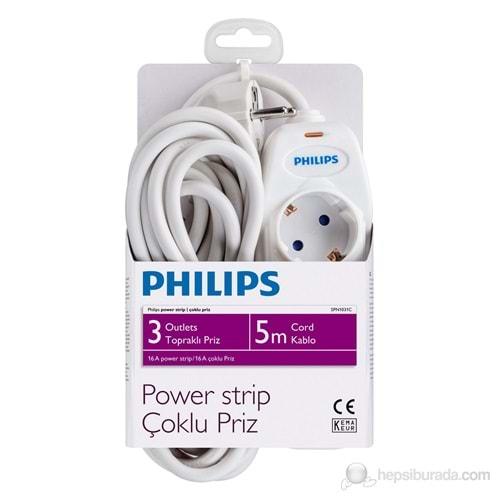 Philips SPN1031C/10 5M 3 Lü Beyaz Priz Çoklayıcı