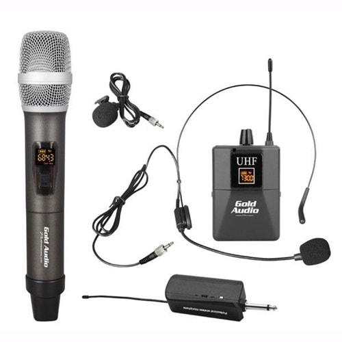 Gold Audio GX-832EY Çift Kanallı UHF - El+Yaka Kablosuz Mikrofon