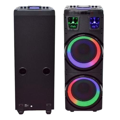 Brodu BTS-1708 200W Çift Karaokeli RGB Taşınabilir Ses Bombası