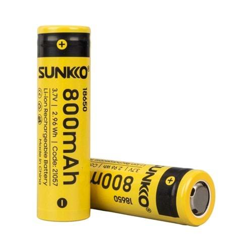 Sunkko 21057 3.7 Volt 800 Mah 18650 Şarj Edilebilir Pil - 2 Li Paket Halinde