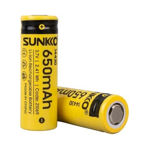 Sunkko 21069 3.7 Volt 650 Mah 14230 Şarj Edilebilir Pil - 2 Li Paket Halinde