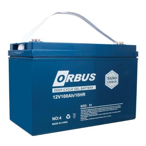 Orbus 31188 12 Volt 100 Amper Karbon Jel Tip Akü (330x173x212 Mm)