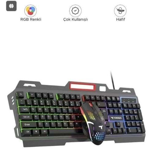 Torima TMK06 Siyah Gaming Rgb Işıklı Kablolu Q Klavye ve Mouse Seti