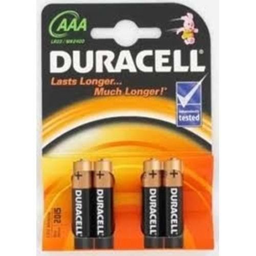 Duracell LR03/MN2400 1.5 Volt Alkalin AAA İnce Kalem Piller 4 Lü Paket Halinde