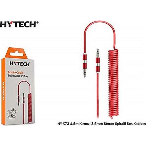 Hytech HY-X73 1.5m Kırmızı 3.5mm Stereo Spiralli Ses Kablosu Aux Kablo