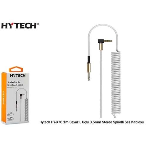 Hytech HY-X76 1m Siyah L Uçlu 3.5mm Stereo Spiralli Ses Kablosu Aux Kablo