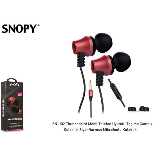 Snopy SN-J02 Thunderbird Mobil Telefon Uyumlu Taşıma Çantalı Kulak içi Siyah/kırmızı Mikrofonlu Kulaklık