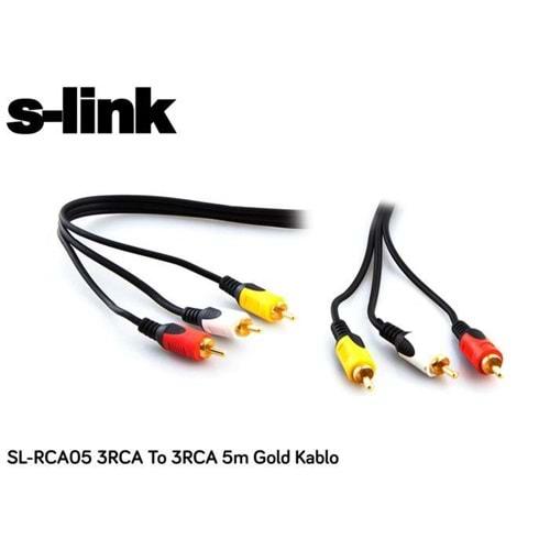 S-link SL-RCA05 3 Rca To 3 Rca 5 Metre Gold Kablo