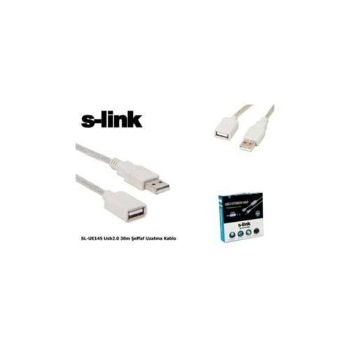 S-link SL-UE145 Usb2.0 30mt Şeffaf Usb Uzatma Kablo