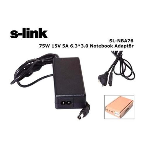 S-link SL-NBA76 75W 15V 5A 6.3*3.0 Toshiba Notebook Standart Adaptör
