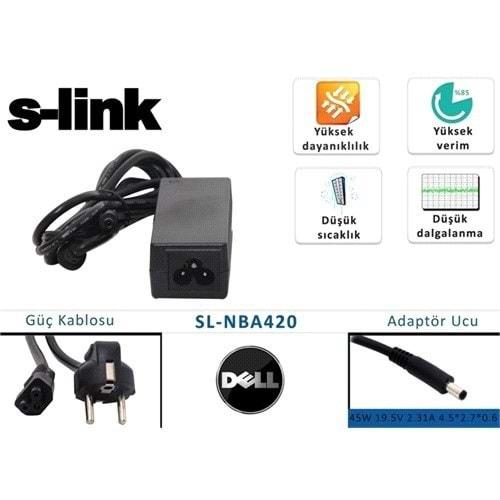 S-link SL-NBA420 45W 19.5V 2.31A 4.5*2.7*0.6 Dell Ultrabook Standart Adaptör