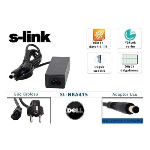 S-link SL-NBA415 45W 19.5V 2.31A 7.4*5.0*0.6 Dell Notebook Standart Adaptör