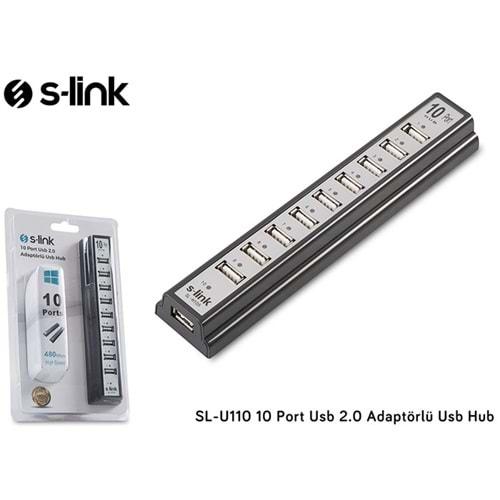 S-link SL-U110 10 Port USB 2.0 Adaptörlü USB Çoğaltıcı
