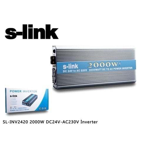 S-link SL-INV2420 24V*2000W İnvertör DC12V-AC230V USB2A