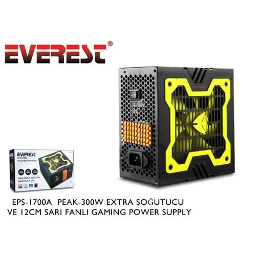 Everest EPS-1700A Peak 300W Extra Soğutucu 12cm Sarı Fan Gaming Power Supply