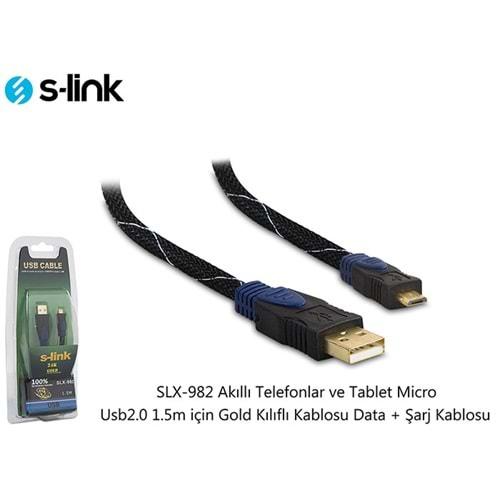S-link SLX-982 Gold Kılıflı Usb 2.0 1.5 Mt Micro Hdmı Kablo