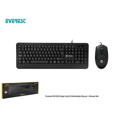 Everest KM-520 Siyah USB Q Multimedia Klavye+Mouse Set