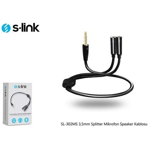 S-link SL-302MS 3.5mm Erkek Stereo-2 Dişi Stereo Kablo