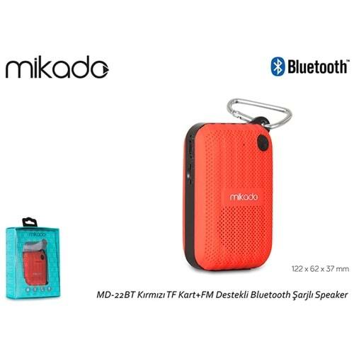 Mikado MD-22BT Kırmızı TF Kart+FM Destekli Bluetooth Şarjlı Speaker