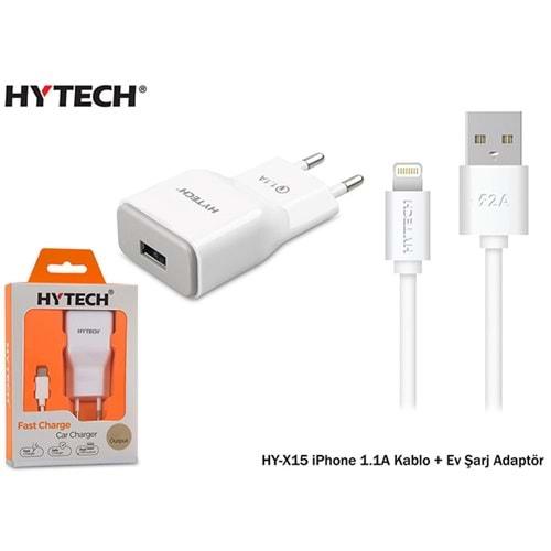 Hytech HY-X15 iPhone 1.1A Beyaz Kablo + Ev Şarj Adaptör