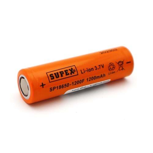 Supex SP18650-1200F 3.7 Volt 1200 mAh Düz Kafa Lityum Pil